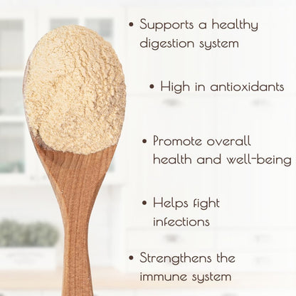 Authentic organic certified giloy stem powder showing clean non GMO and vegan product attributes