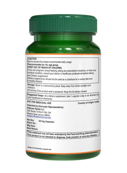 Pure Nutrition Natural Treasures Giloy 60 vegetarian capsules supplement facts and ingredient list label