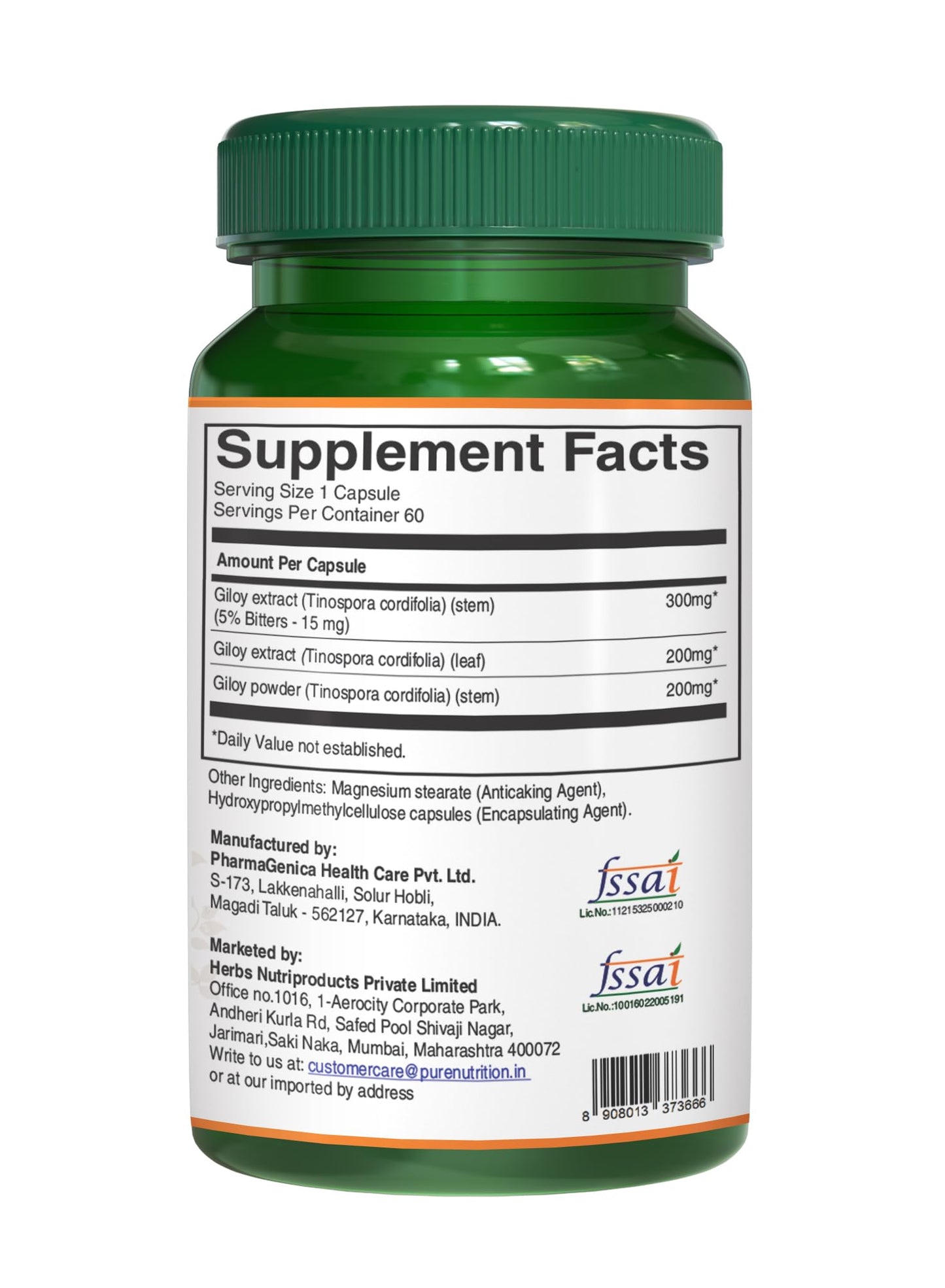 High potency Tinospora Cordifolia extract capsules for seasonal respiratory and digestive health defense