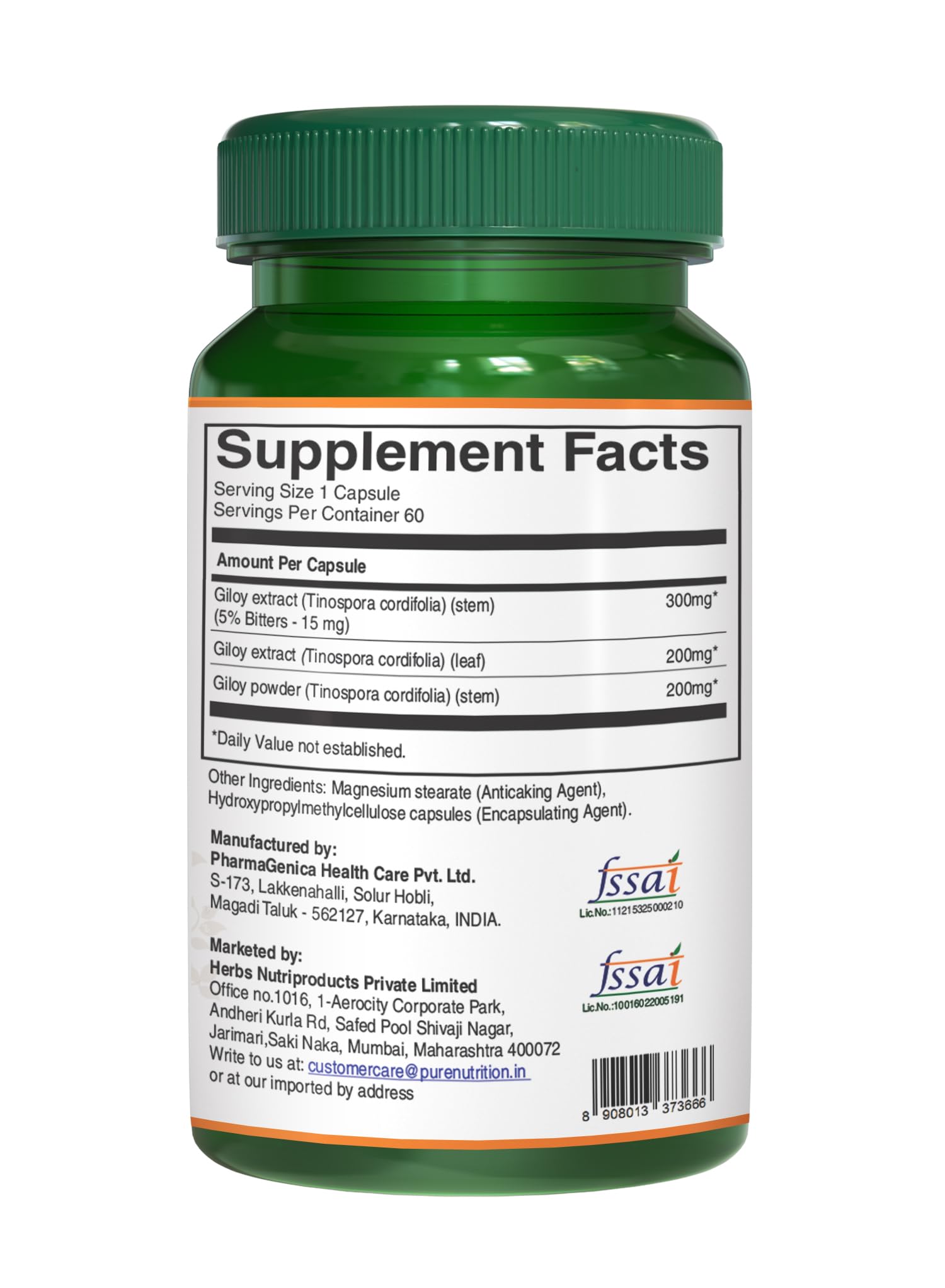 High potency Tinospora Cordifolia extract capsules for seasonal respiratory and digestive health defense