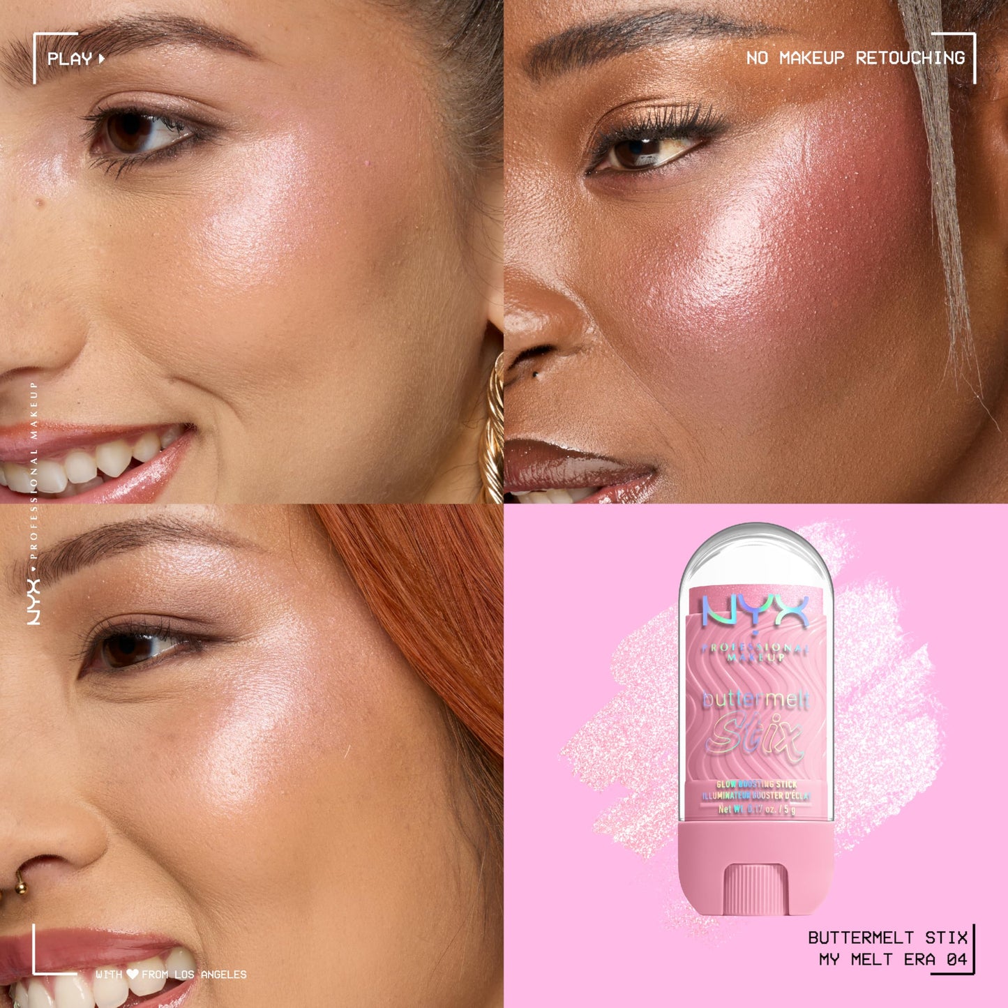 NYX Buttermelt Glow Boosting Highlighter Stix in 04 My Melt Era pink shade swatch
