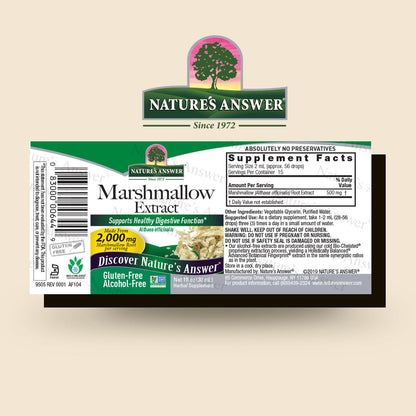 Nature's Answer Marshmallow Root herbal supplement label details