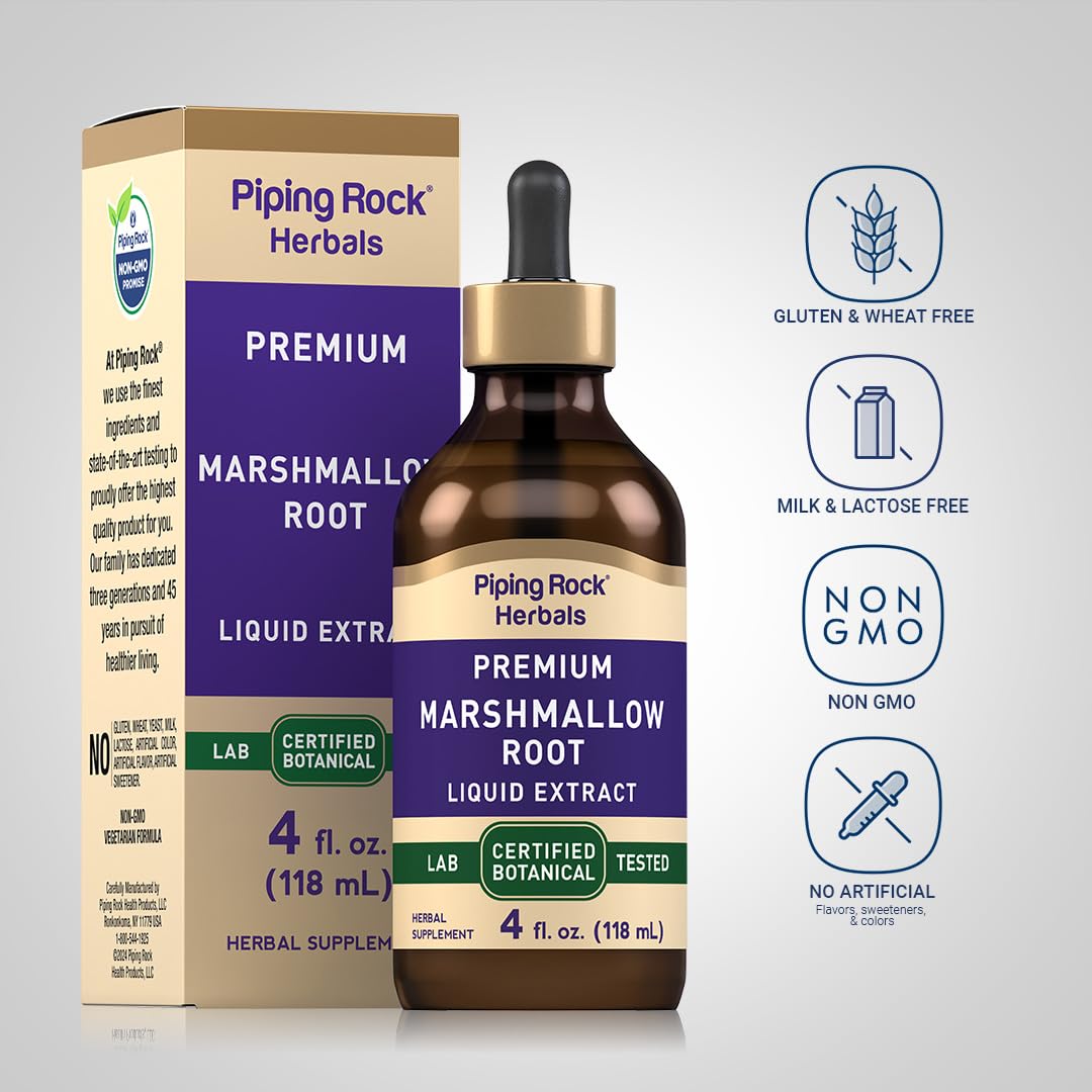 Label detail of Piping Rock Marshmallow Root alcohol free herbal supplement