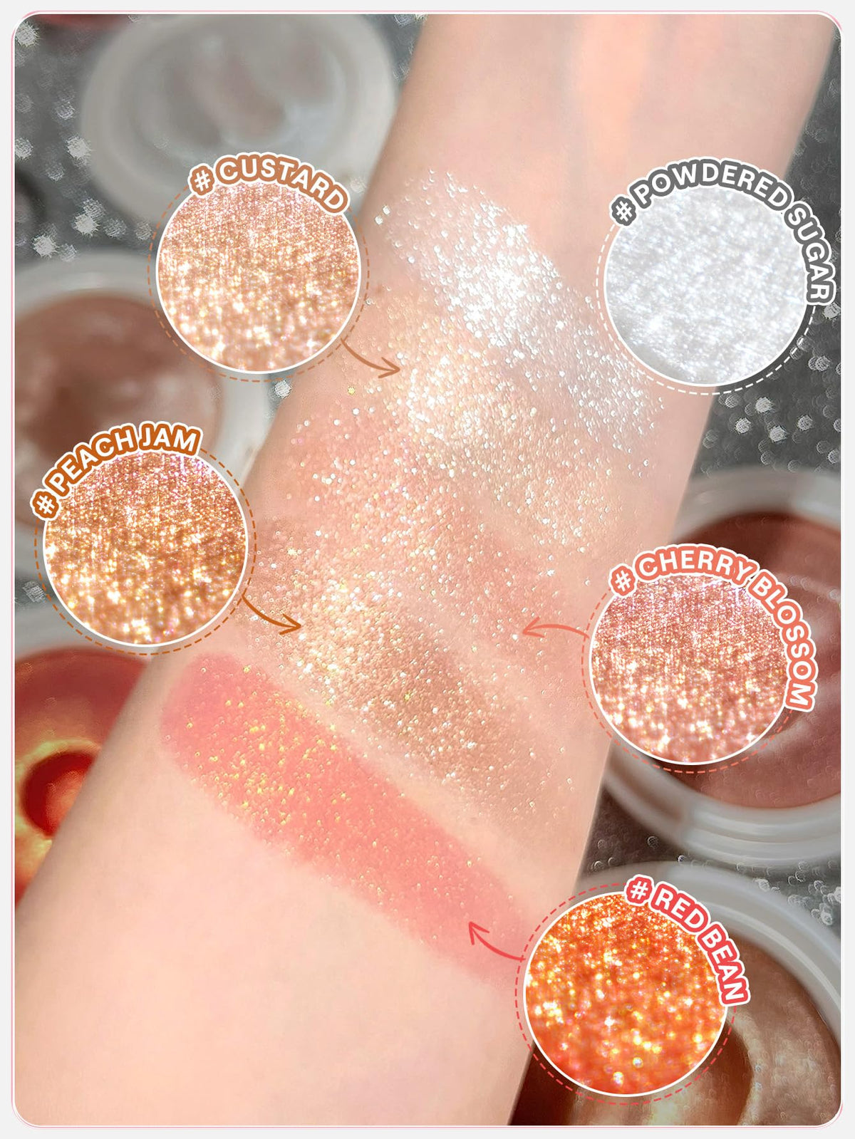 Sheglam Glowchi Bouncy Highlighter Red Bean shade swatch on skin