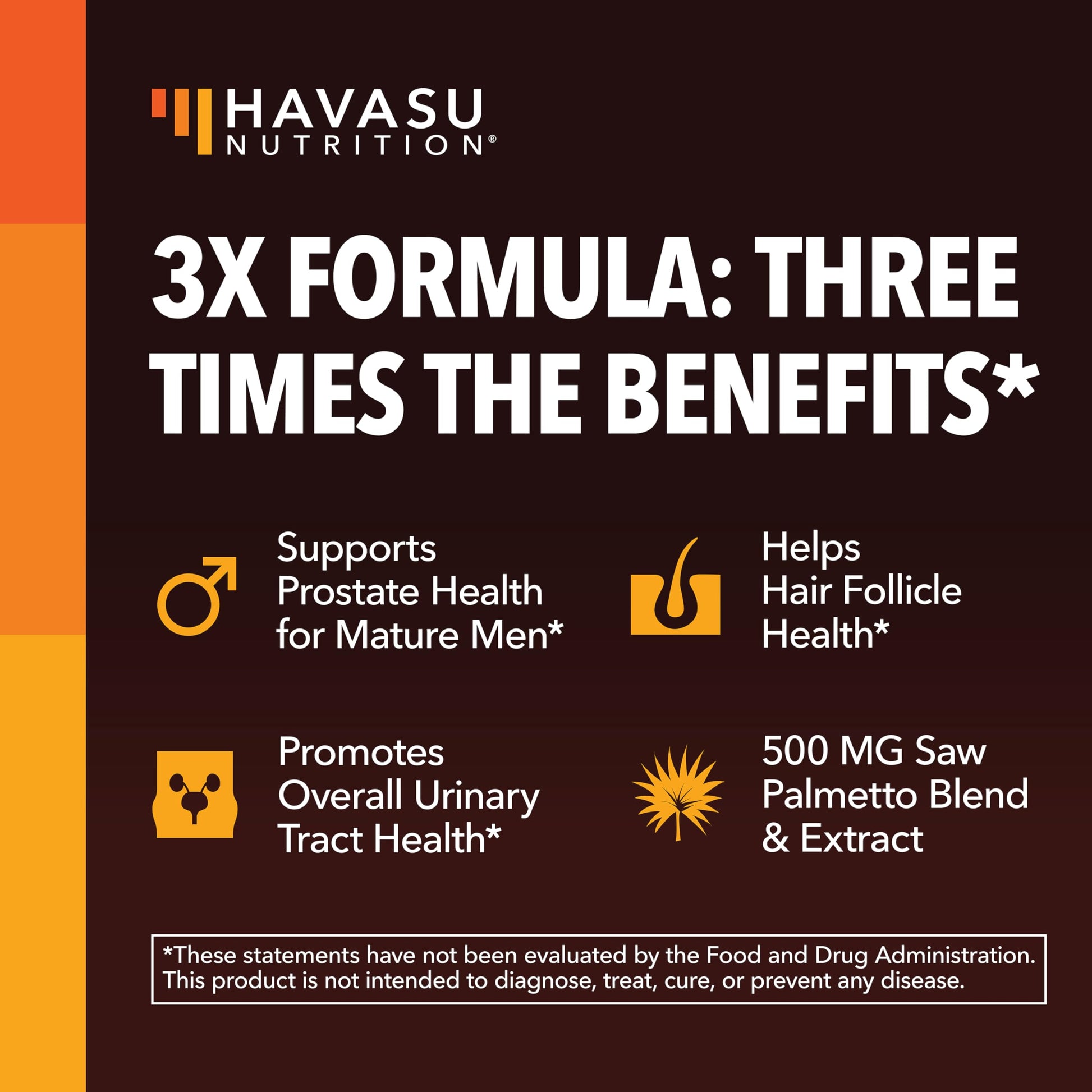 Havasu Nutrition Saw Palmetto with stinging nettle leaf powder and pumpkin seed extract capsule display.