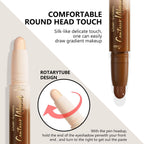 Close up of cream contour and highlighter stick texture swatches
