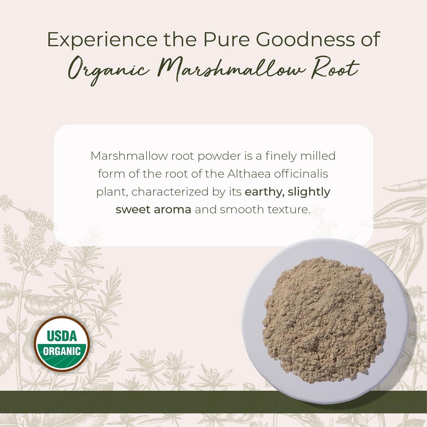Starwest Botanicals bulk marshmallow root powder organic certification label