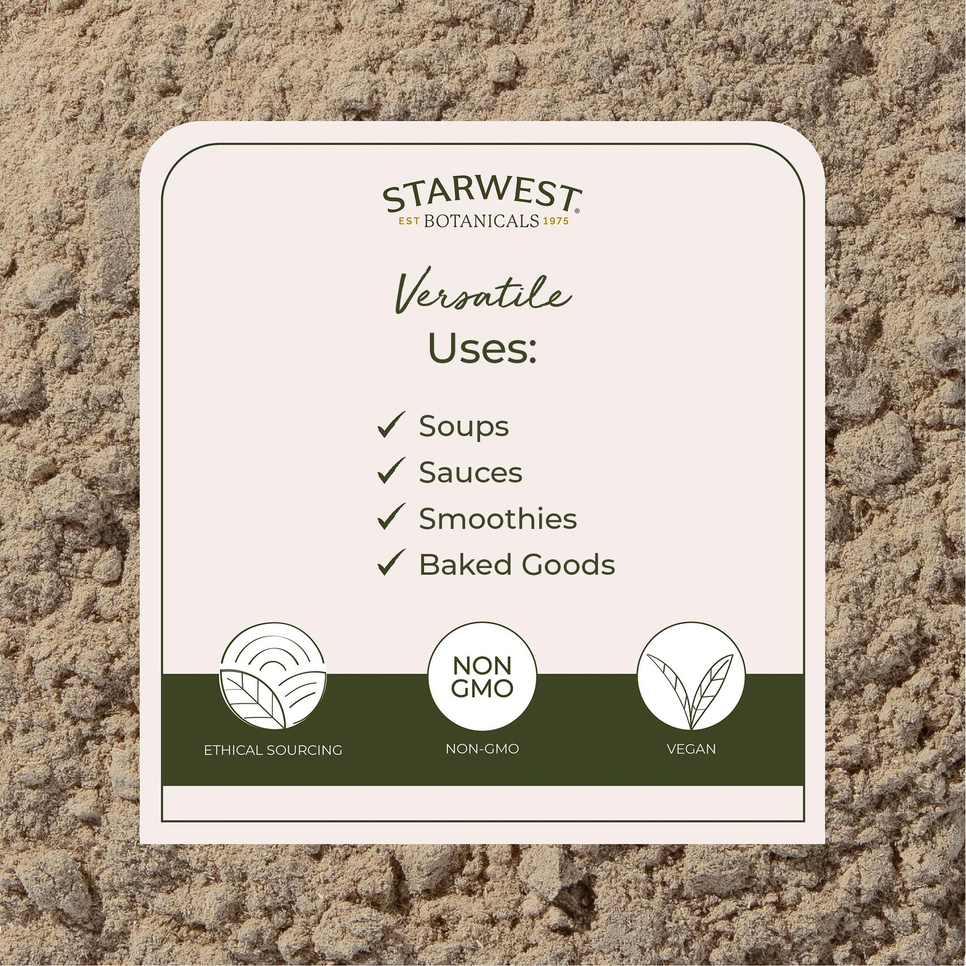 Texture of finely milled Starwest Botanicals marshmallow root powder