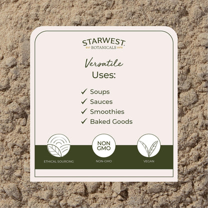 Texture of finely milled Starwest Botanicals marshmallow root powder