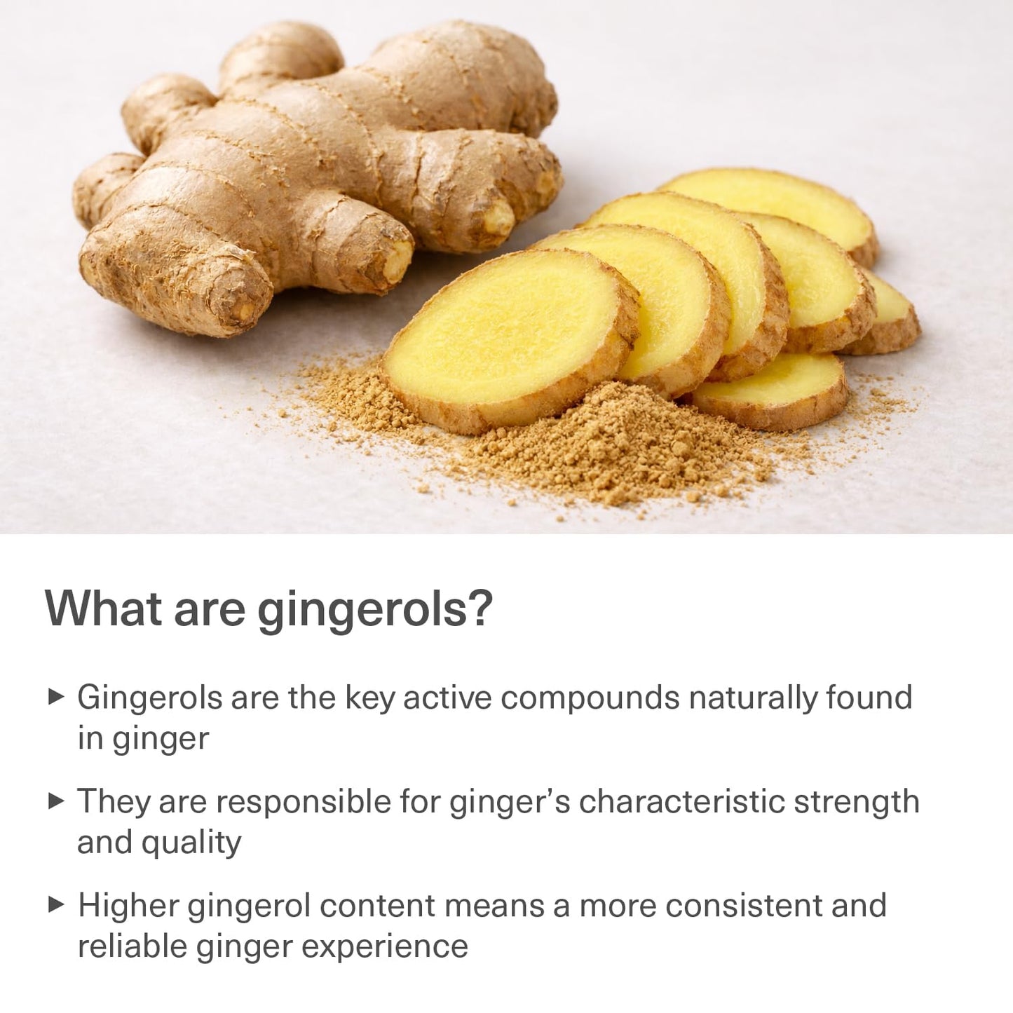 TRAVELSANA organic ginger capsules 18mg gingerols content breakdown illustration.