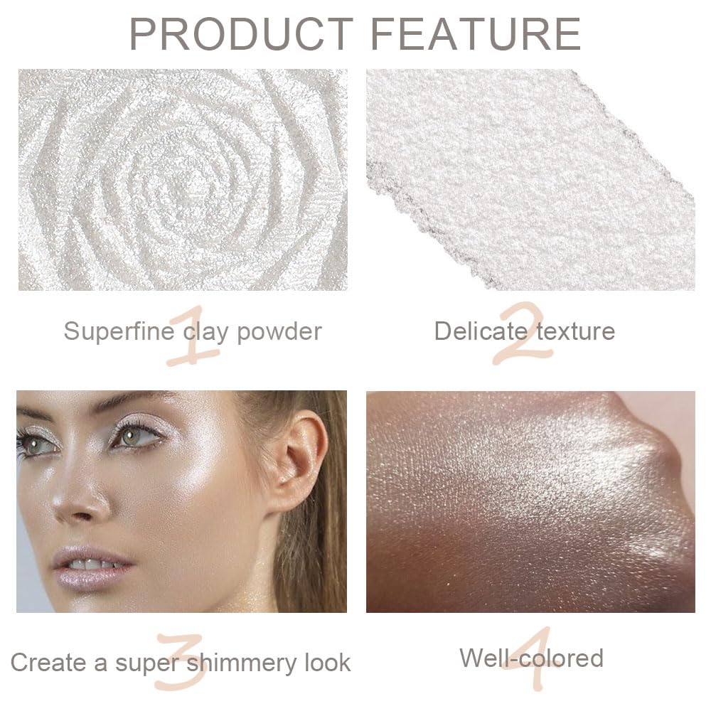 Evpct silver white pearl face and body highlighter swatches on skin