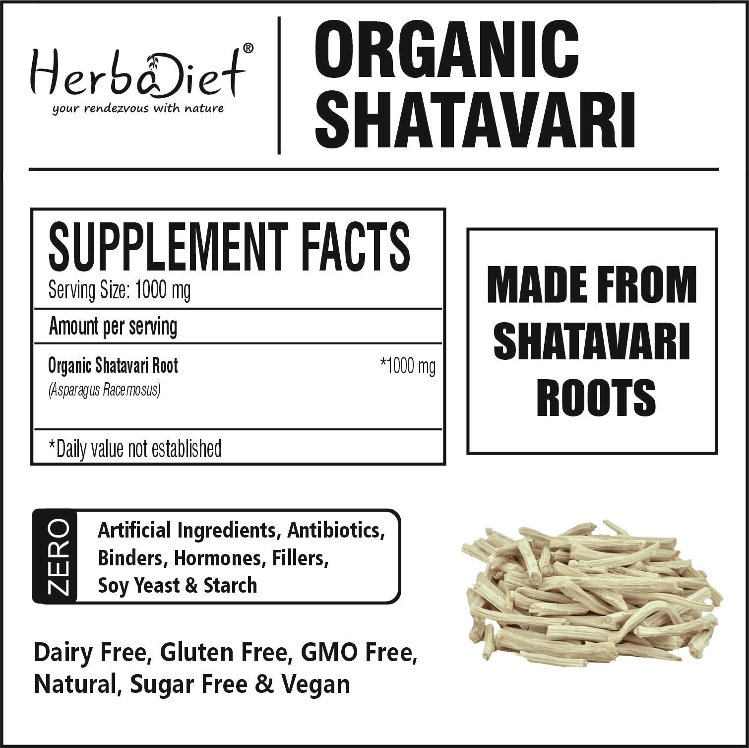 Authentic Herbadiet Shatavari health supplement powder seal closure view