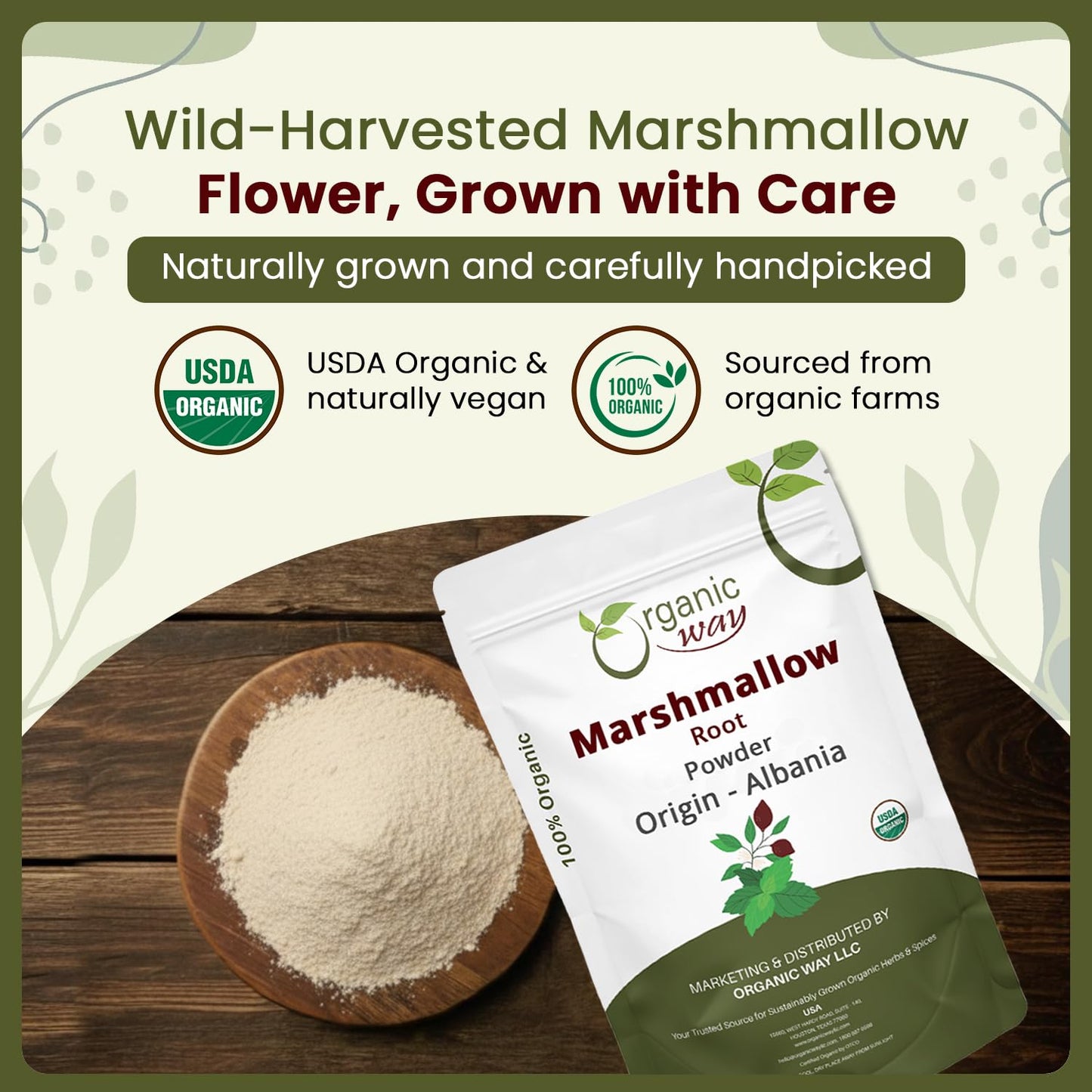 Organic Way Marshmallow Root Powder packaging details