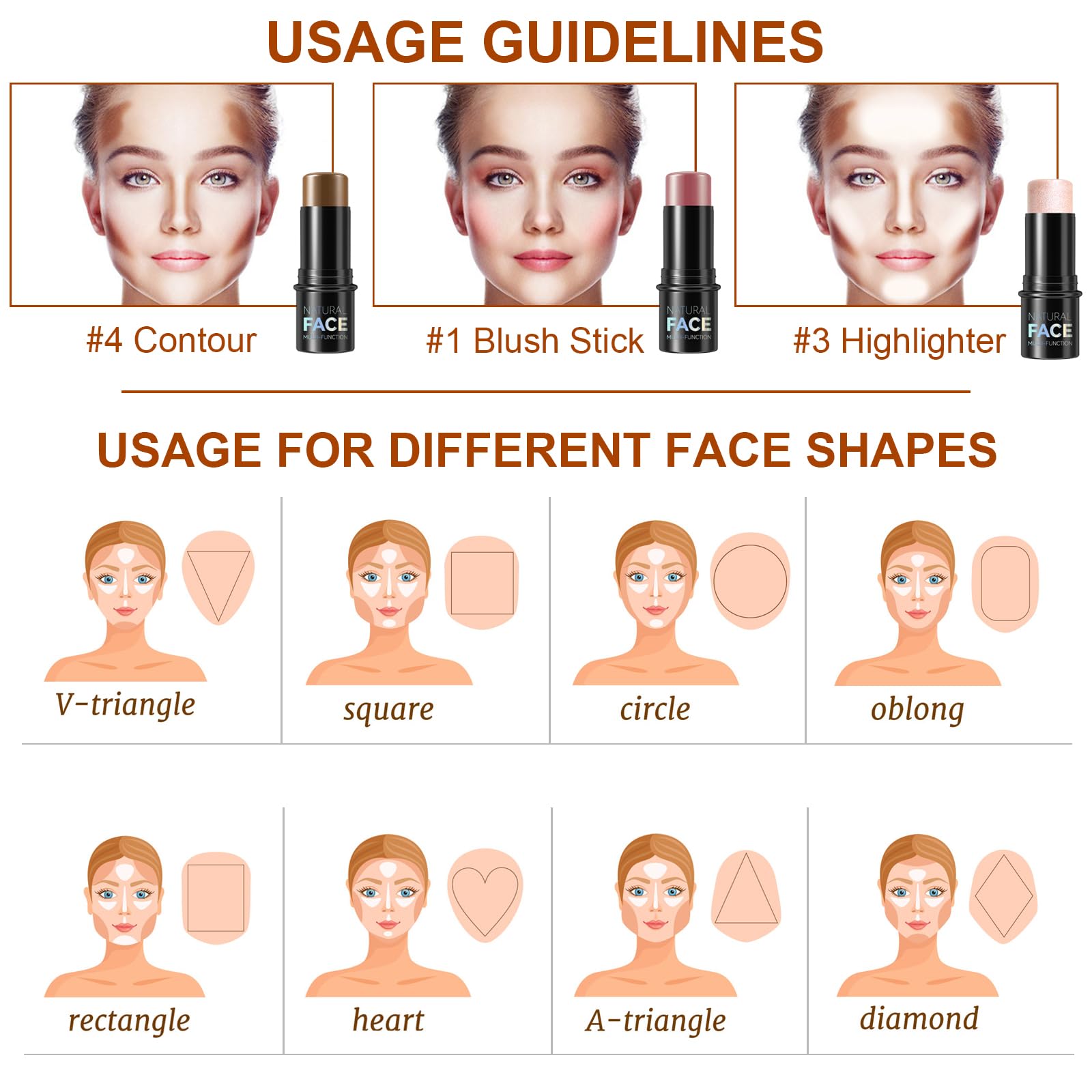 Side angle view of the sleek travel friendly Lezero contouring and highlighting sticks.