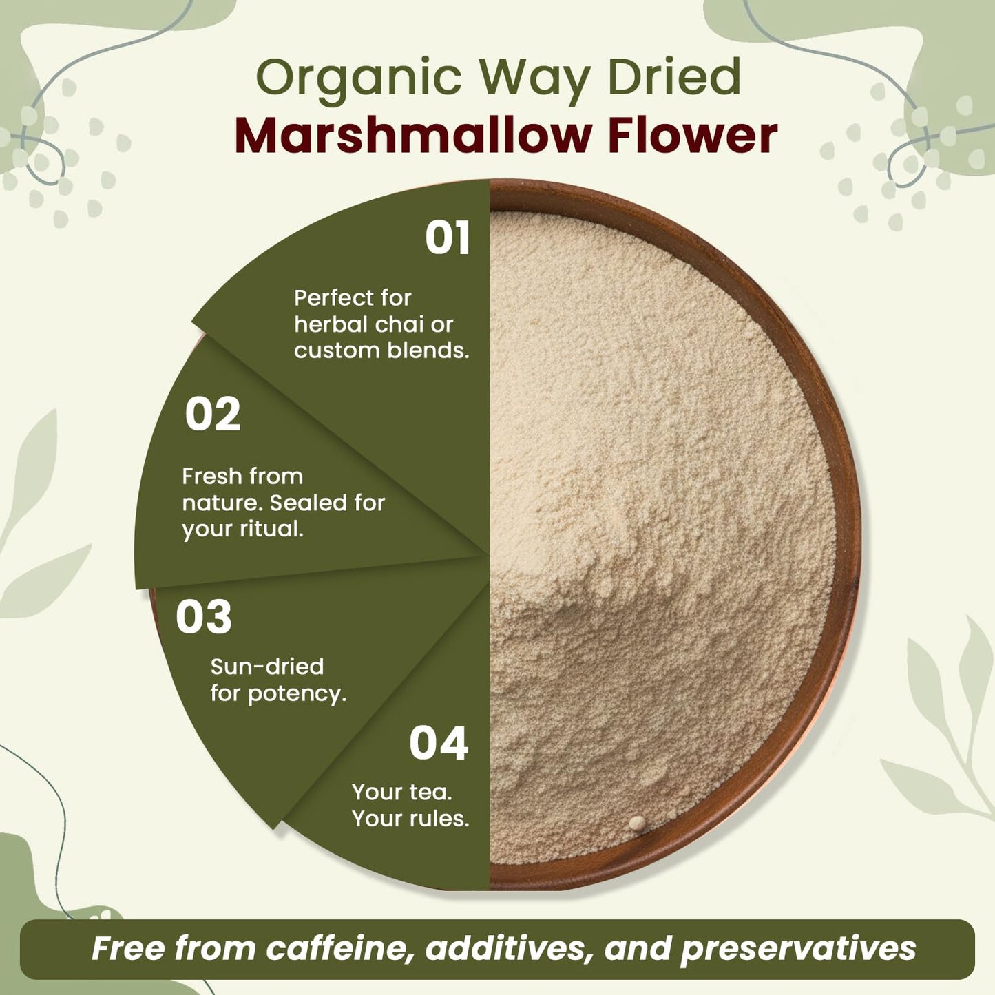 Side view of 2 ounce Organic Way marshmallow root powder bag