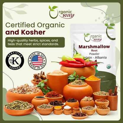 Lifestyle shot of organic herbal tea ingredients