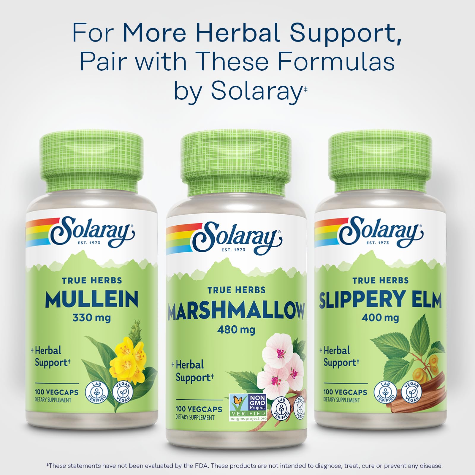 Solaray Marshmallow Root 480mg vegetable capsules bottle top view