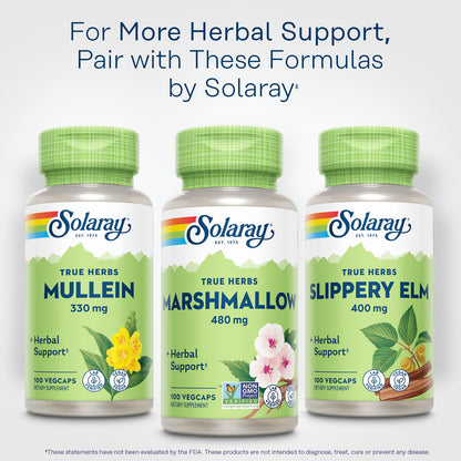 Solaray Marshmallow Root 480mg vegetable capsules bottle top view