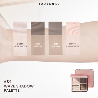 Judydoll matte highlighter and contour makeup powders close up view showing ultra fine texture