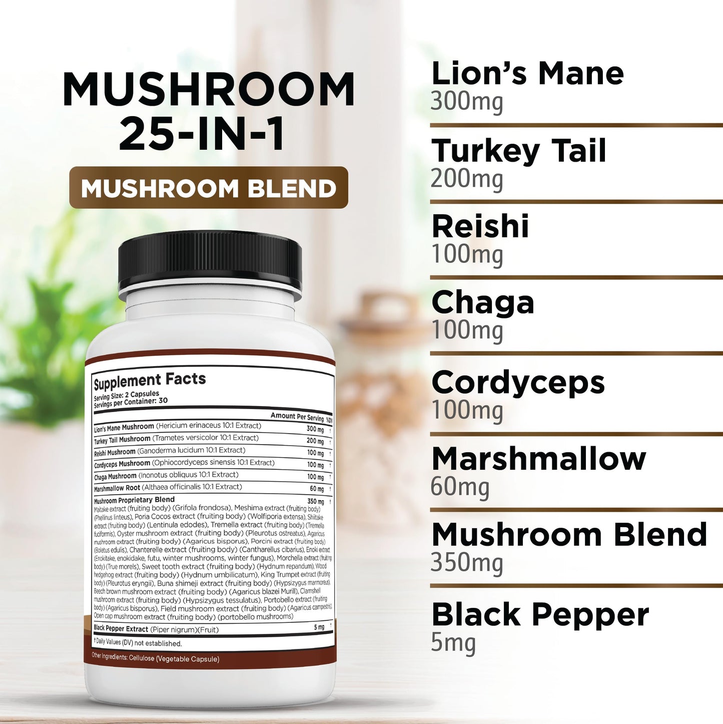 Liberty Lifestyle 120 capsule mushroom blend supplement pack