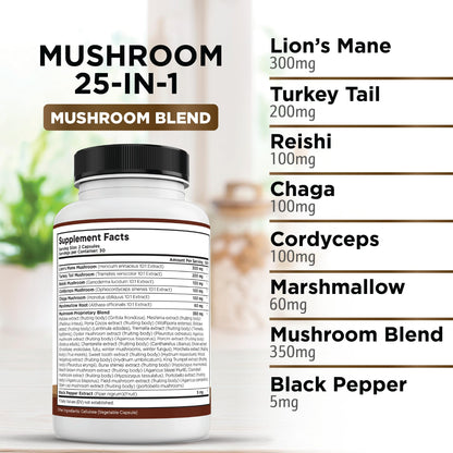 Liberty Lifestyle 120 capsule mushroom blend supplement pack
