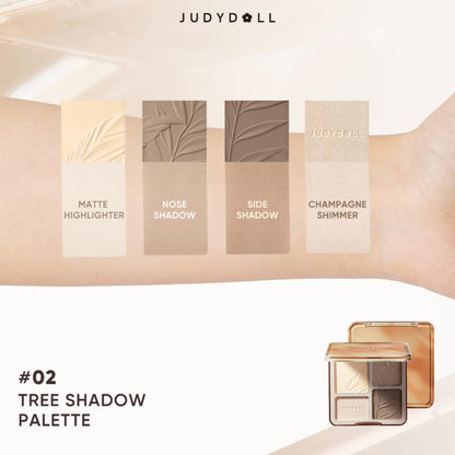 JUDYDOLL matte face compact showing the leaf embossed design on the sculpting powder.