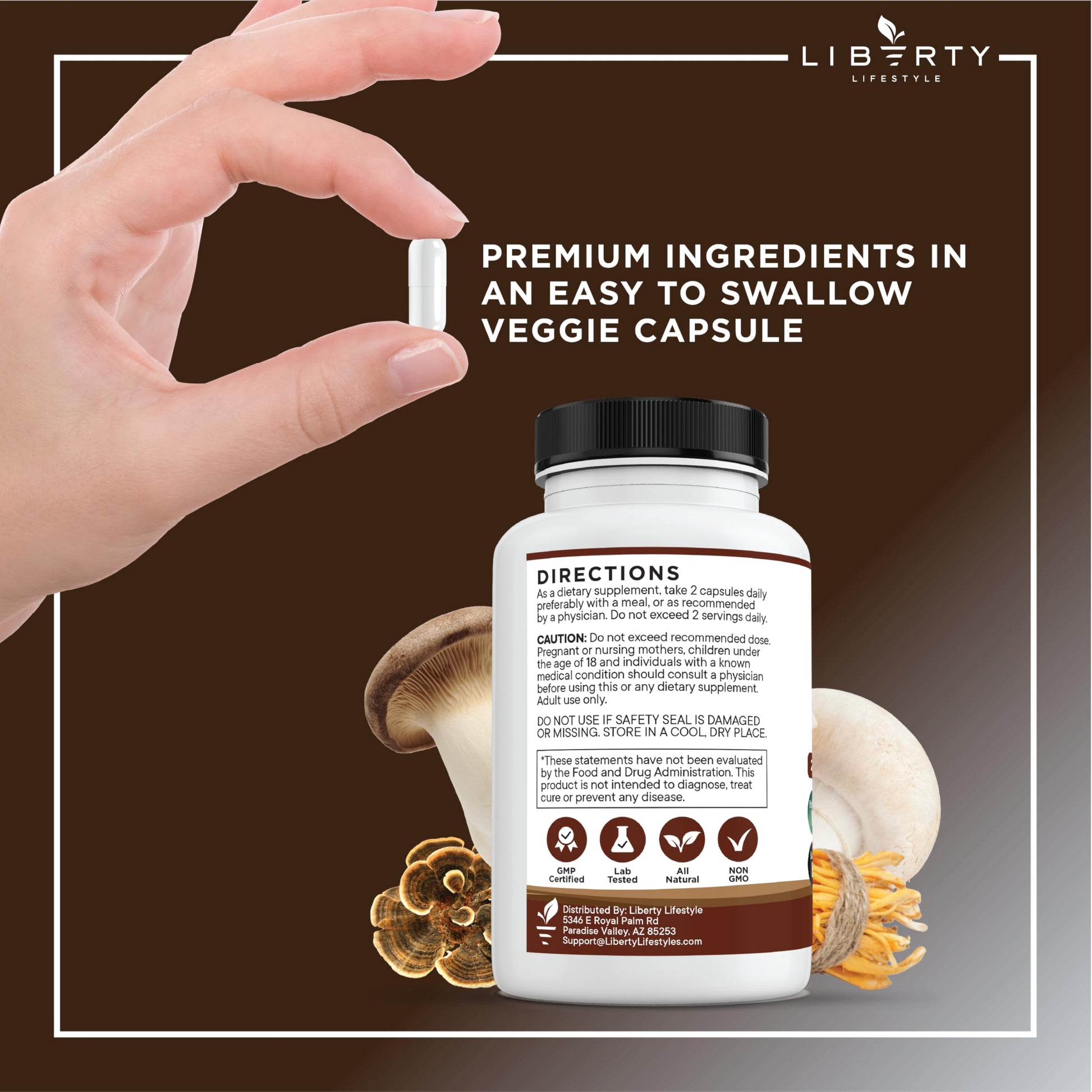 Authentic USA imported Liberty Lifestyle mushroom capsules