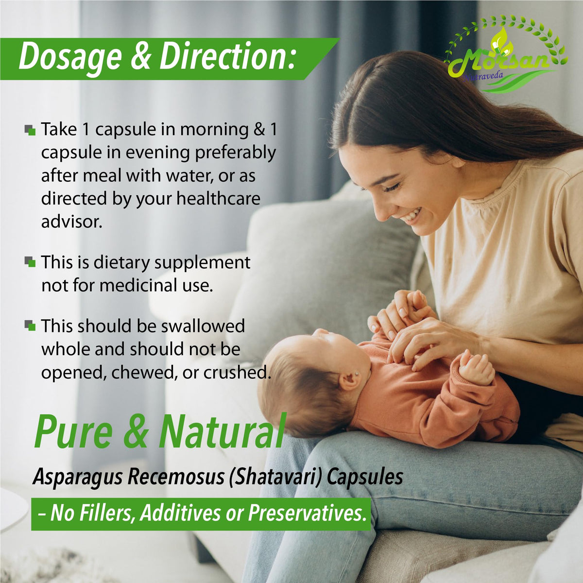 Morsan Nutraveda female wellness supplement packaging displaying 10:1 highest potency natural extract details.