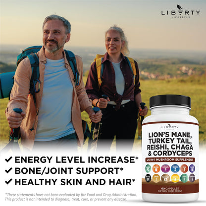 Side view of Liberty Lifestyle Lions Mane 2-pack bottle