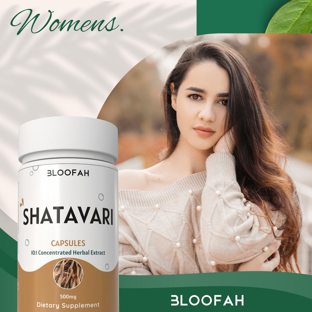 Bloofah Shatavari 180 capsules container showing authentic imported packaging closure