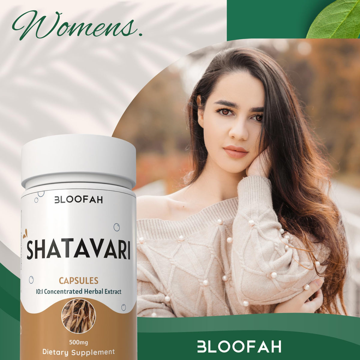 Bloofah Shatavari 180 capsules container showing authentic imported packaging closure