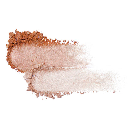Close up of the micro fine pearl pigments in the Highlight Bling pressed powder compact.