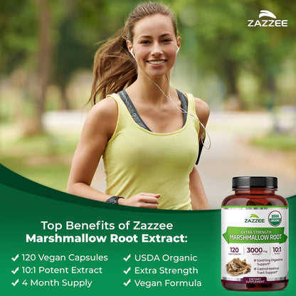 Zazzee extra strength marshmallow root dietary supplement for gastrointestinal health