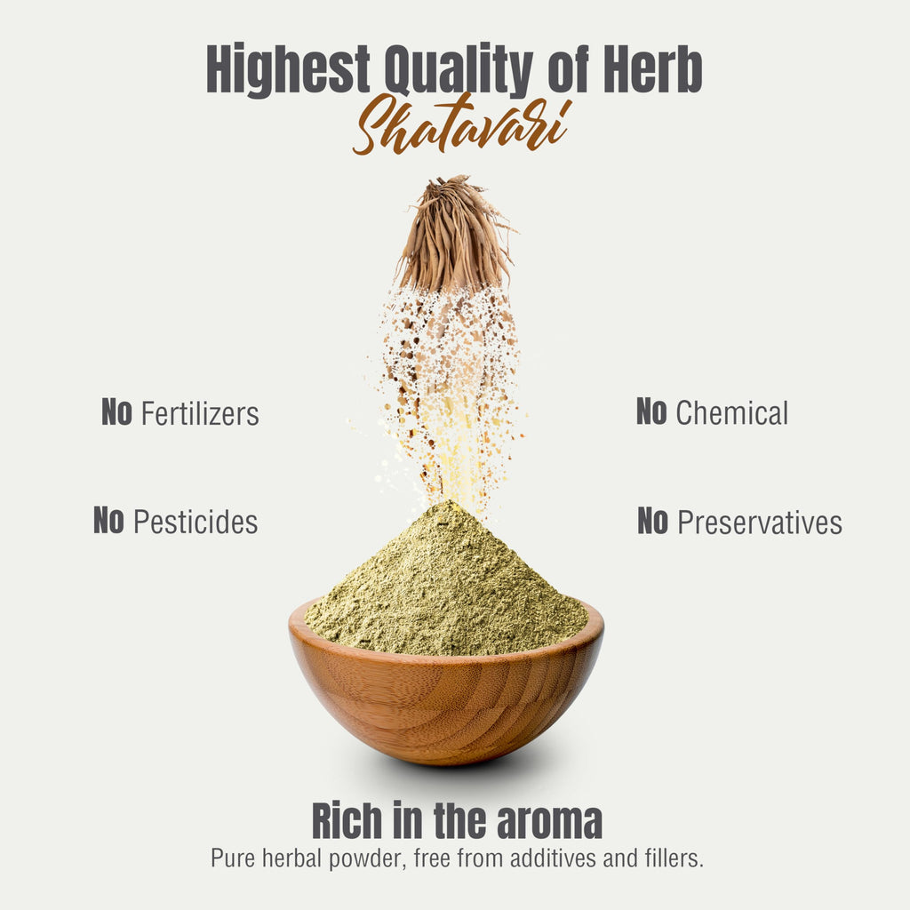 Vegan and non-GMO Shatavari root powder packaging details