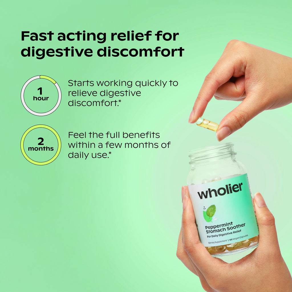 Wholier plant based ginger and peppermint herbal oils premium glass packaging