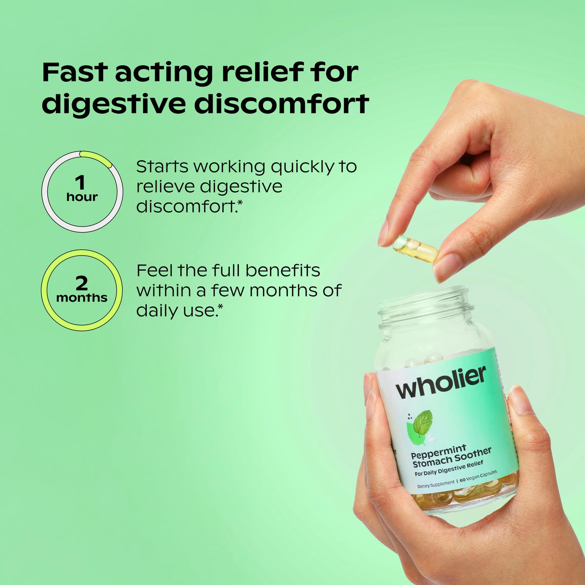 Wholier plant based ginger and peppermint herbal oils premium glass packaging