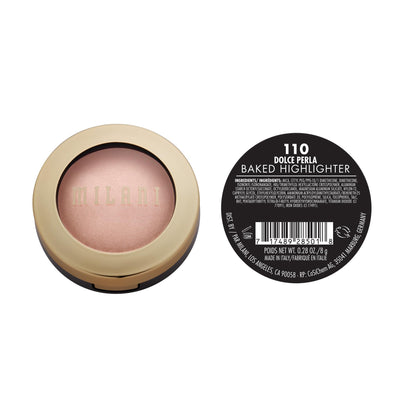 Milani face highlighter powder makeup pan texture close up