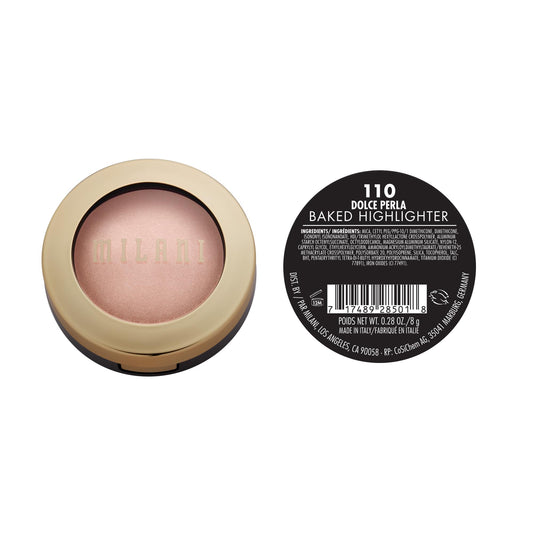 Milani face highlighter powder makeup pan texture close up