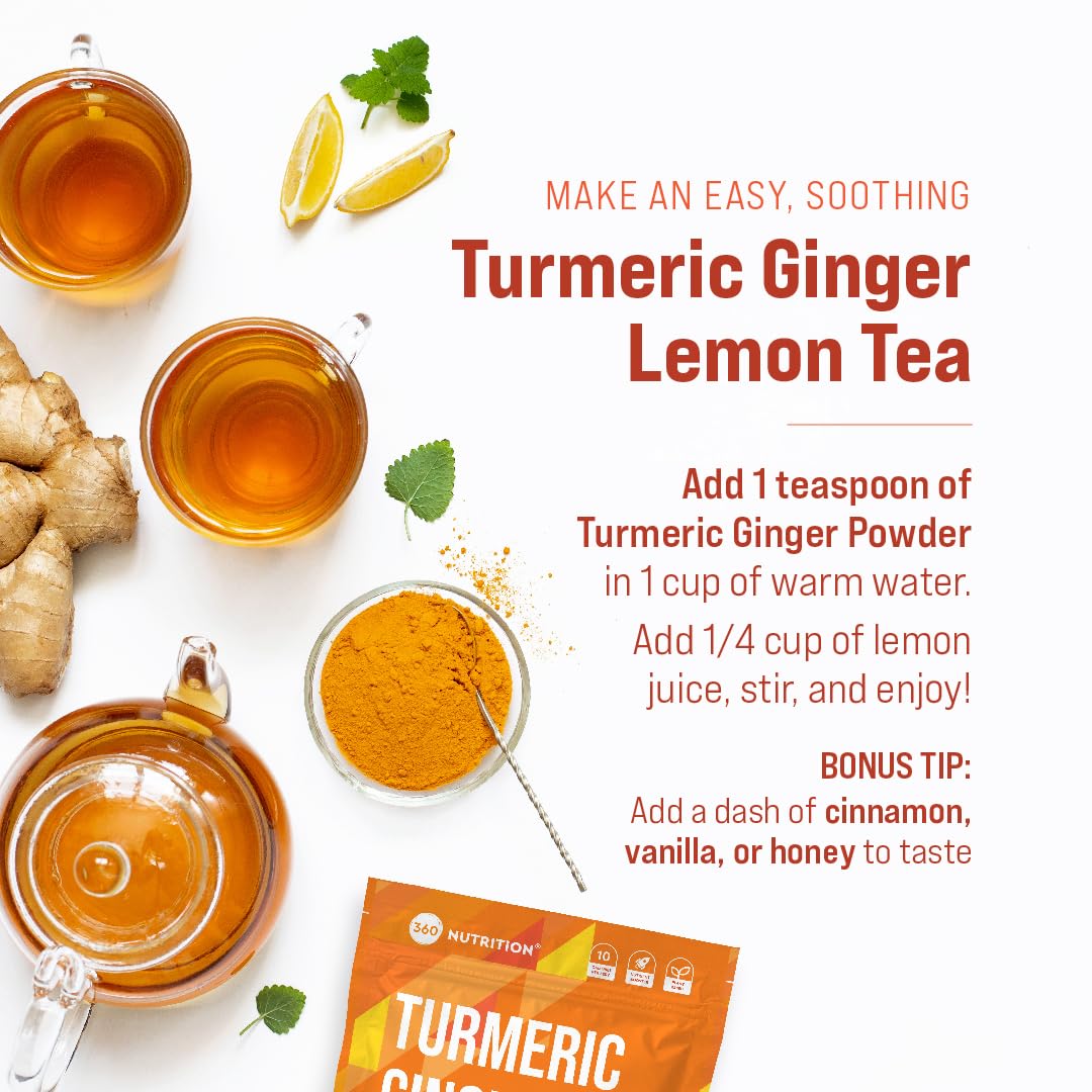 360 Nutrition Turmeric Ginger Root Powder 3.3 ounce packaging close up look