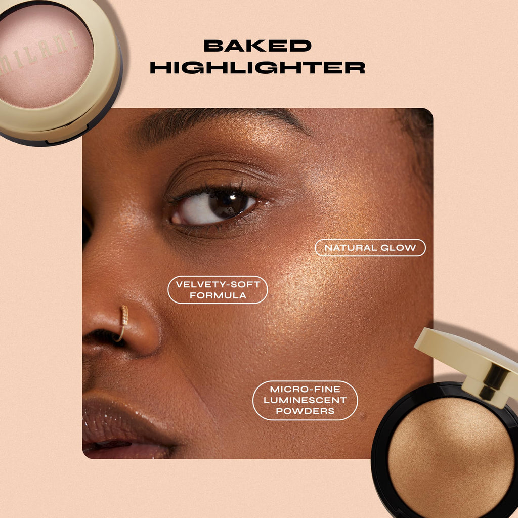 Milani face makeup highlighter swatch on skin