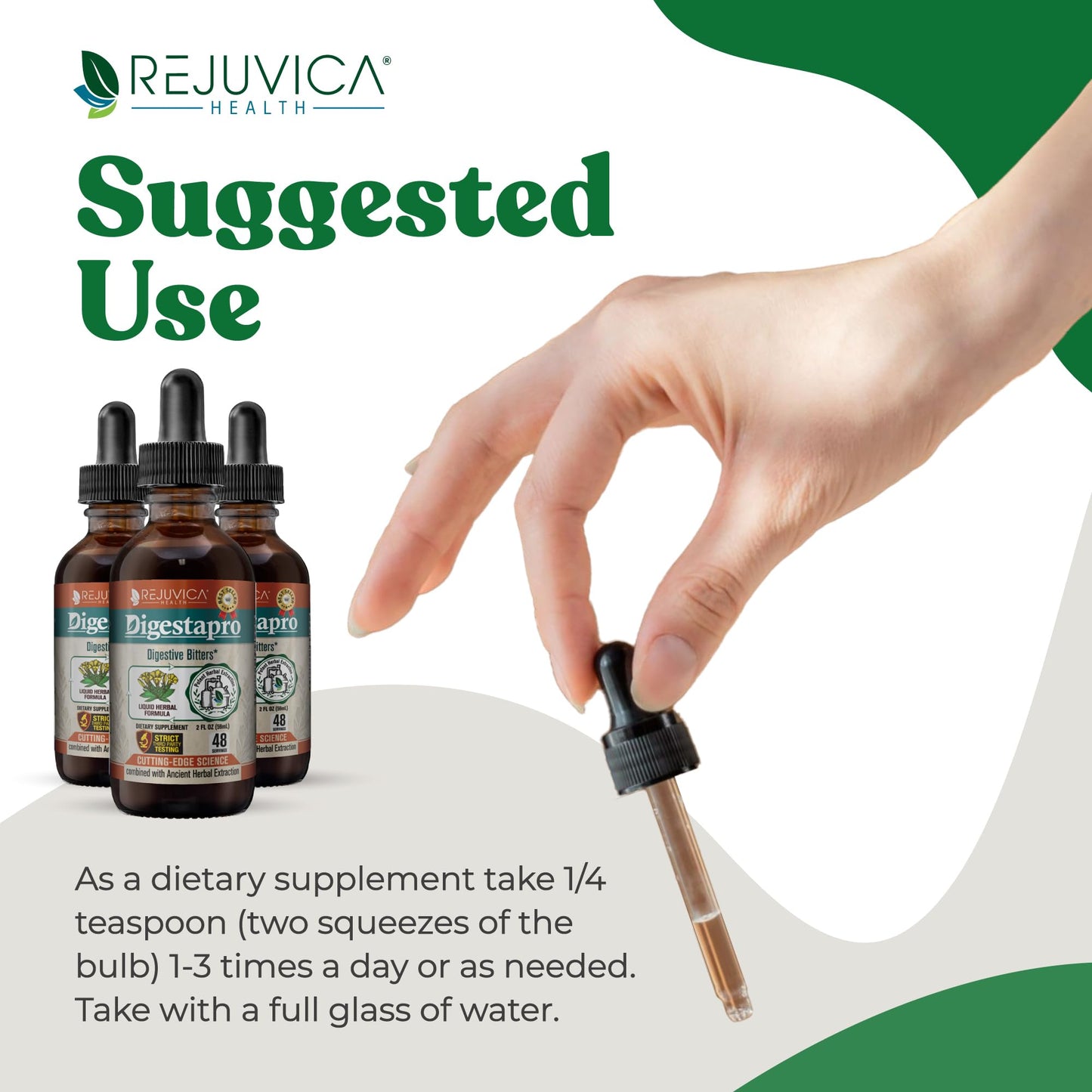 Side view of DigestaPro 2 fluid ounces bottle showcasing premium digestive support blend.