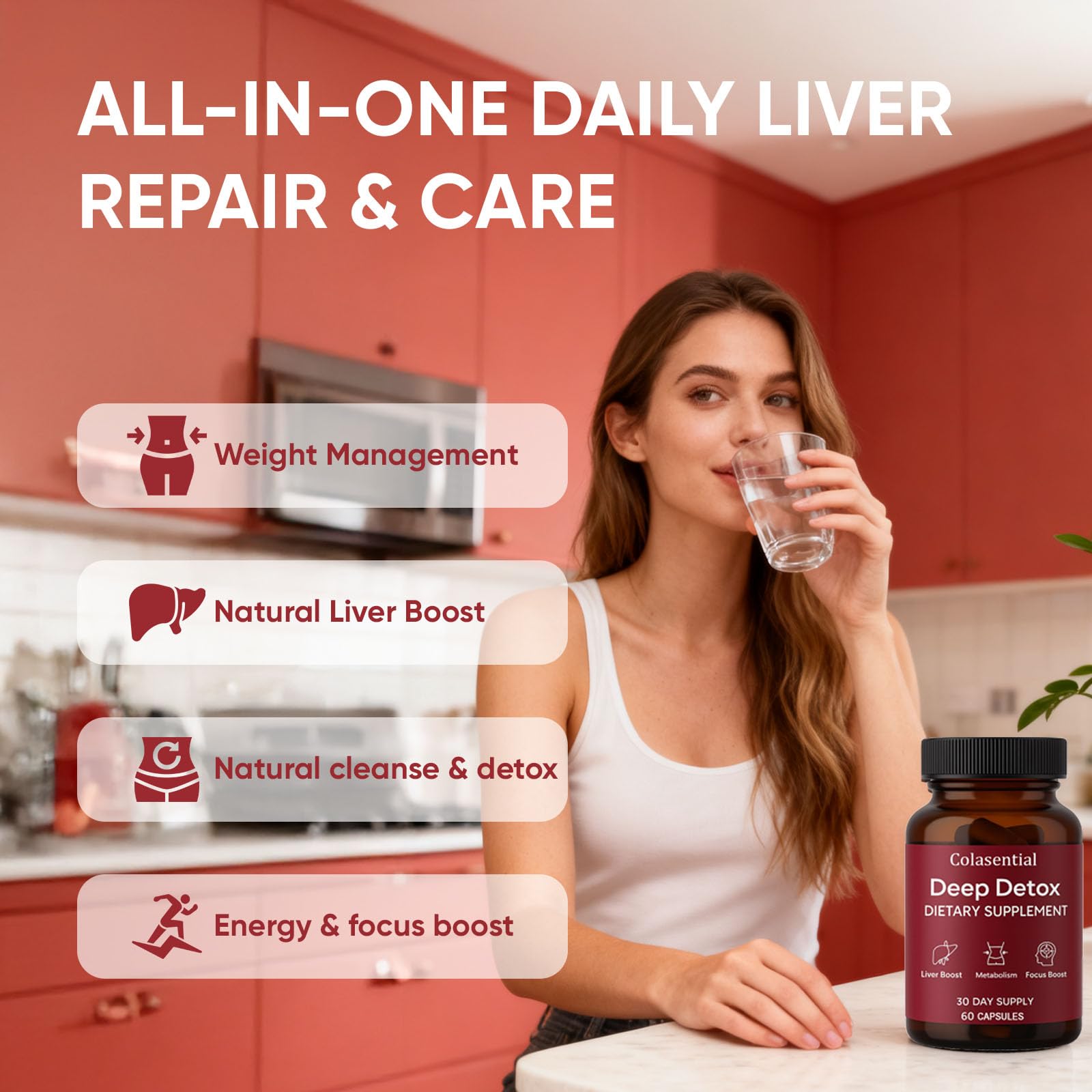 Side view of Colasential detox supplement showcasing the herbal ingredients panel text