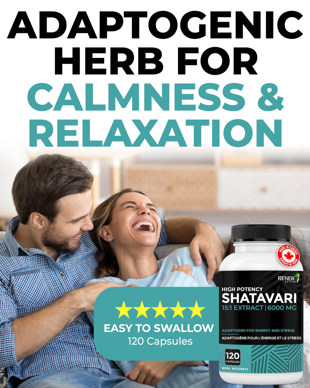 High potency 15 to 1 extract shatavari capsule supplement packaging.