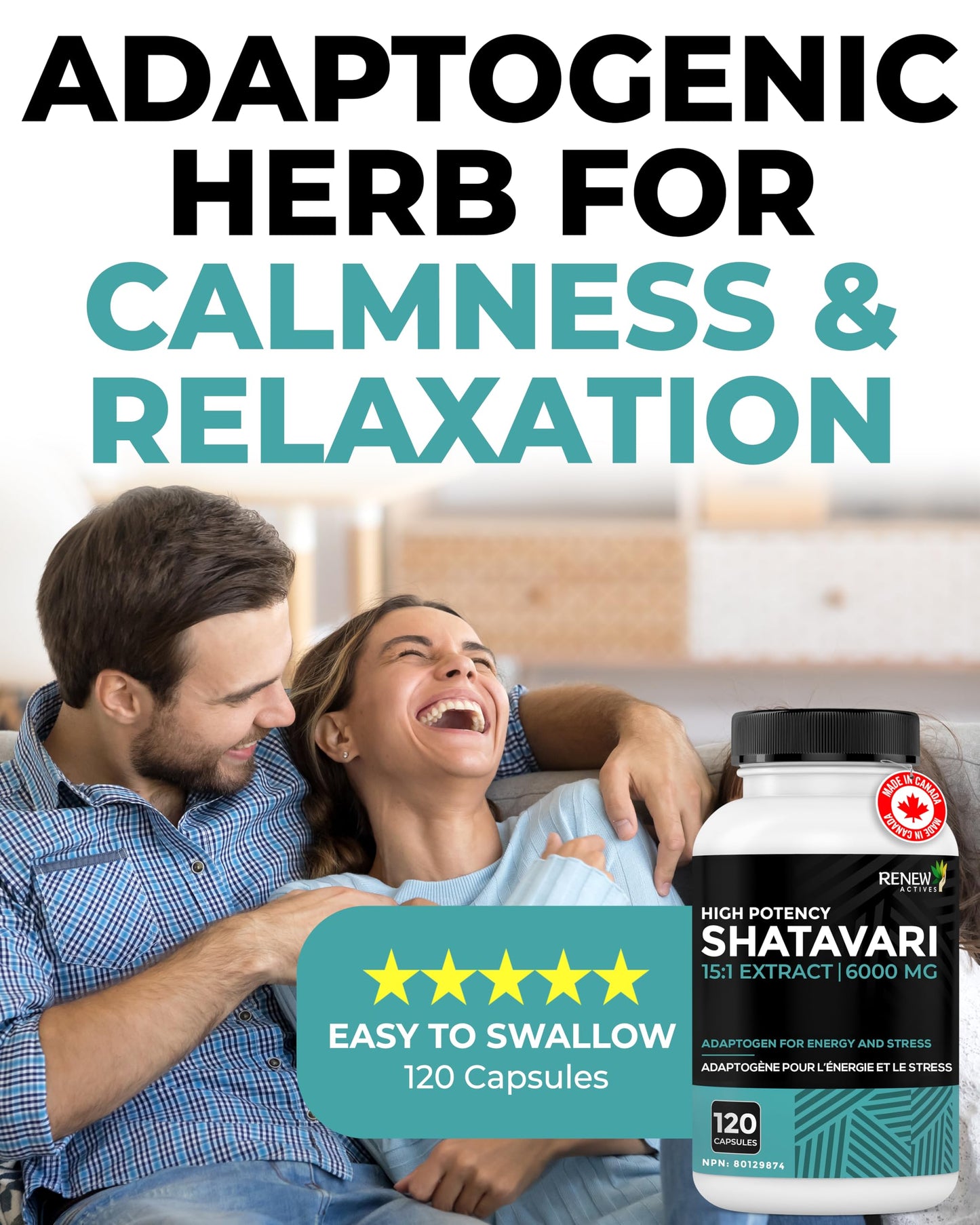 High potency 15 to 1 extract shatavari capsule supplement packaging.