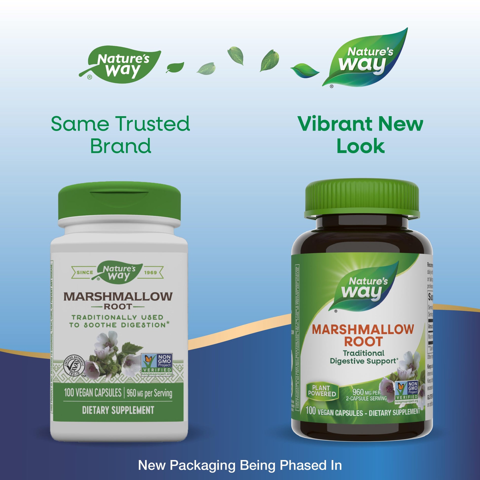 Natures Way Marshmallow Root capsules bottle back view