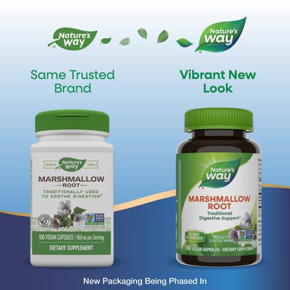 Natures Way Marshmallow Root capsules bottle back view