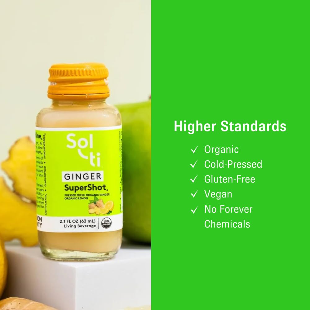 Side angle view of the Sol-ti Ginger SuperShot premium sustainable glass bottle cap seal.