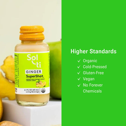 Side angle view of the Sol-ti Ginger SuperShot premium sustainable glass bottle cap seal.