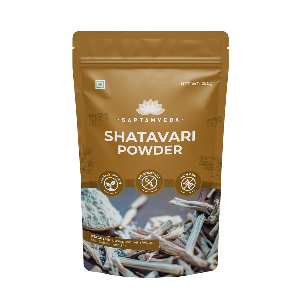 Saptamveda organic root extract powder package back view with instructions