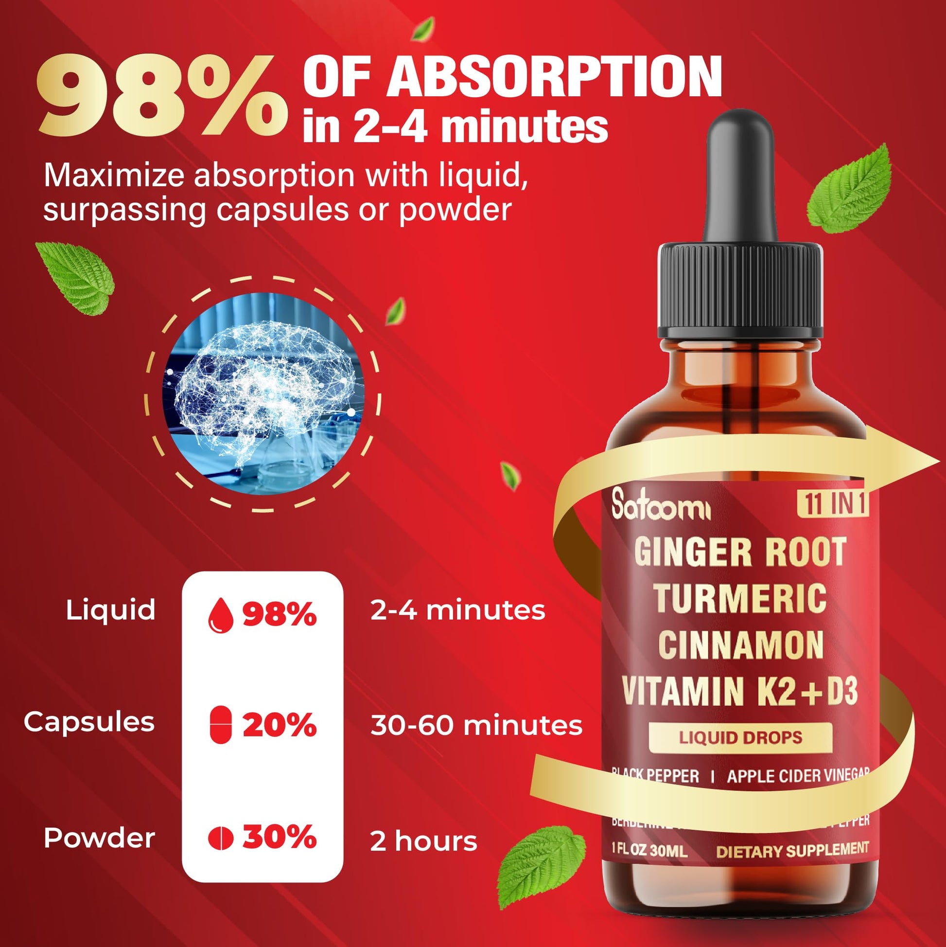 Satoomi 11in1 liquid formula container highlighting the 1 fluid ounce volume size